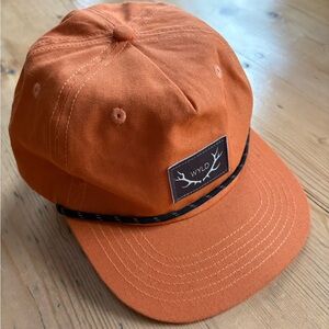 Wyld Manufacturing Adult Flat Bill Orange Hat Baseball Buck Horn Logo Snapback